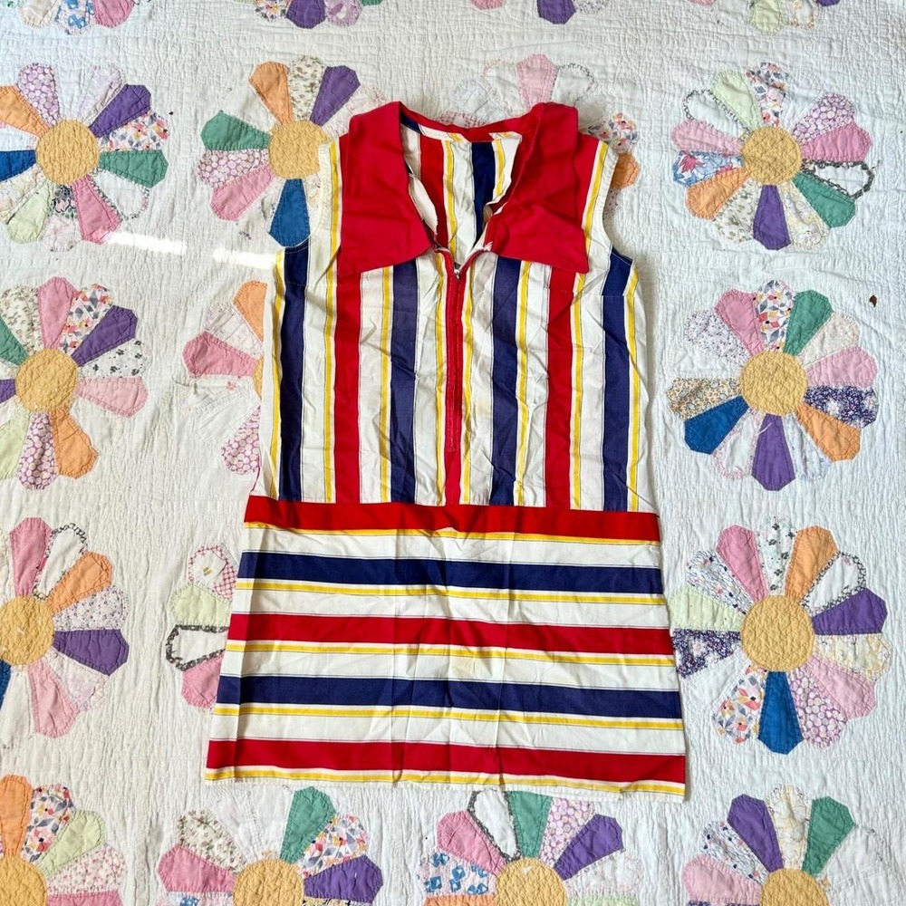 Vintage 1960s Striped Sleeveless mod style Dress